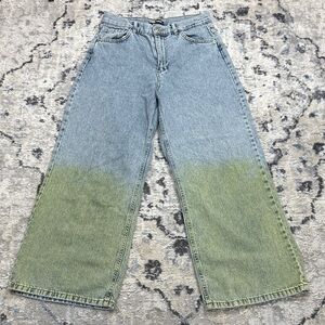 Nocturne Jeans 38 Blue Wide Leg Green Fade Denim Streetwear